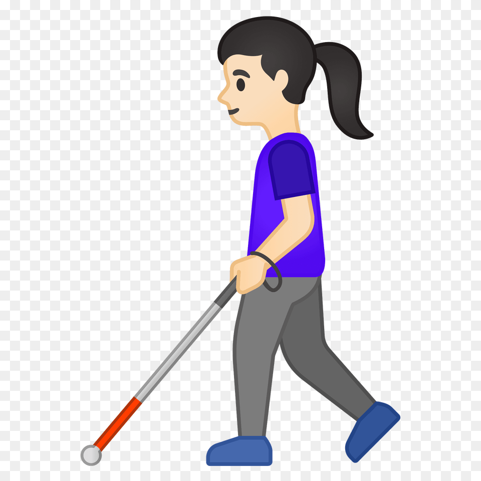 Woman With White Cane Emoji Clipart, People, Person, Walking, Cleaning Free Png