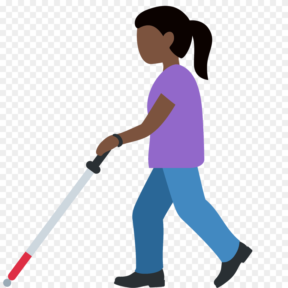 Woman With White Cane Emoji Clipart, Cleaning, Person, Walking, Clothing Free Transparent Png