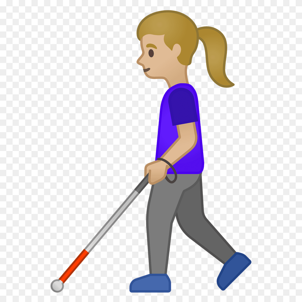 Woman With White Cane Emoji Clipart, People, Person, Walking, Boy Free Png Download