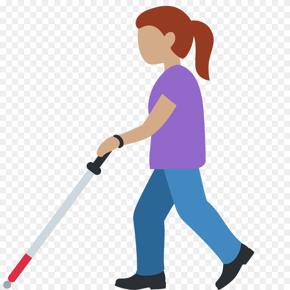 Woman With White Cane Emoji Clipart, Cleaning, Person, Walking, Clothing Free Png Download