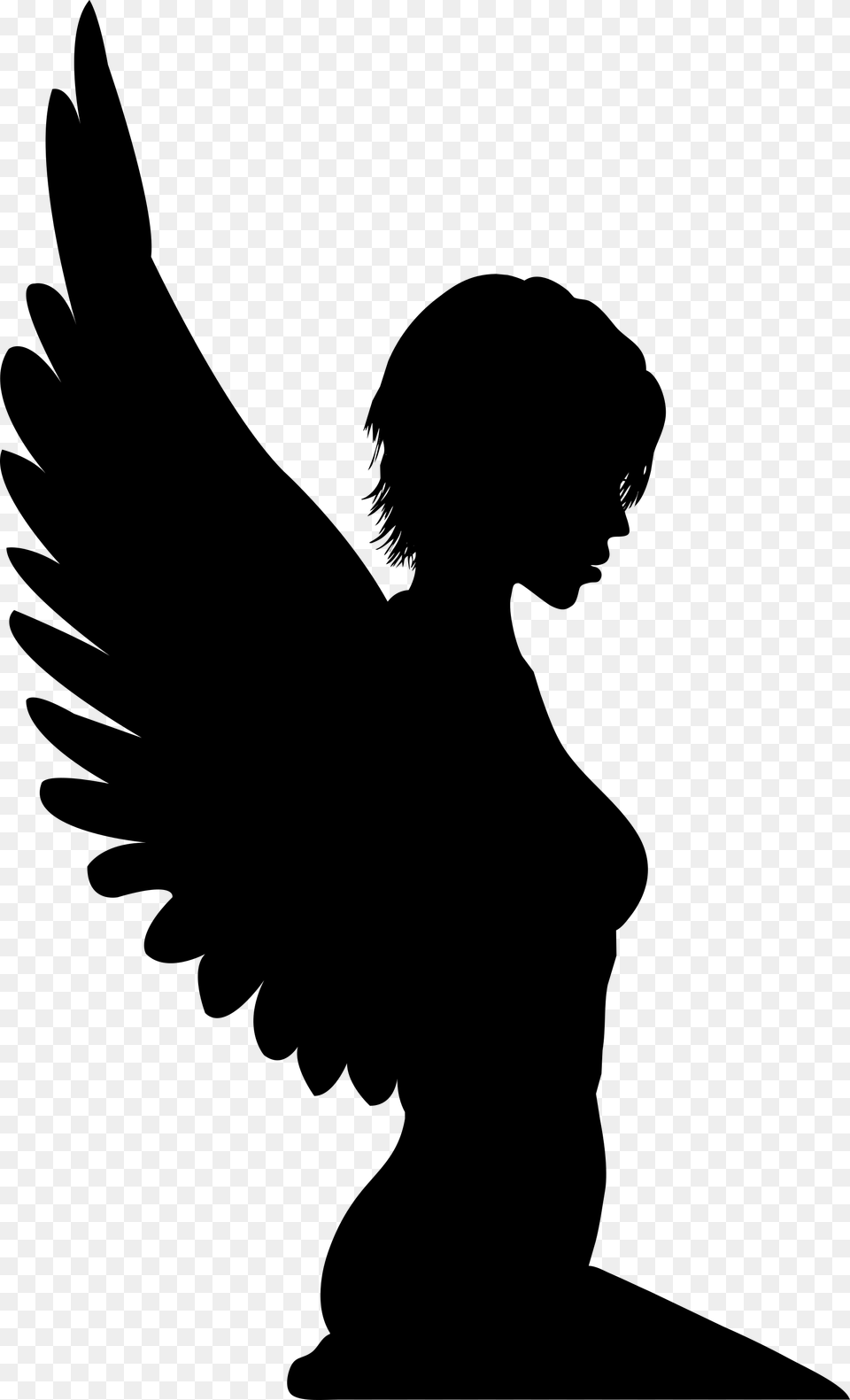 Woman With Wings Silhouette Silhouette Of Woman With Wings, Gray Free Png