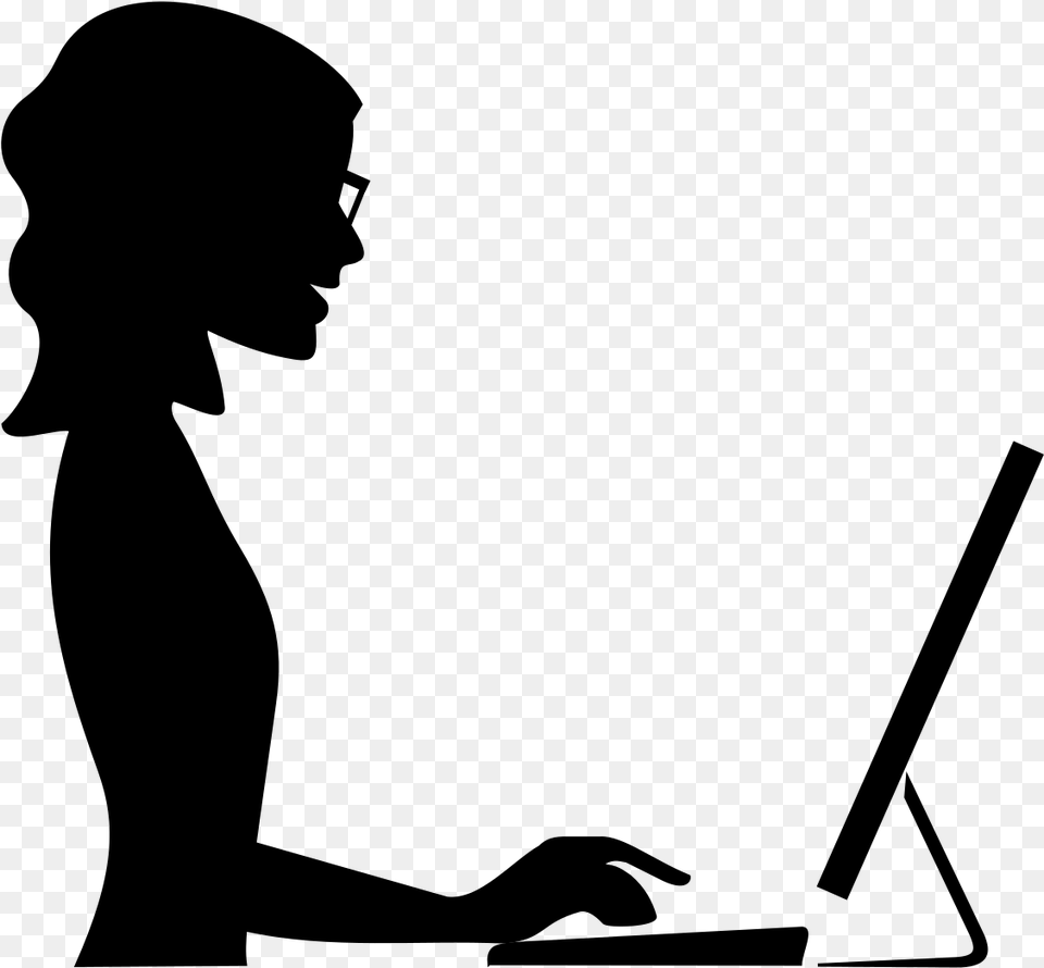 Woman Work Clipart, Gray Png