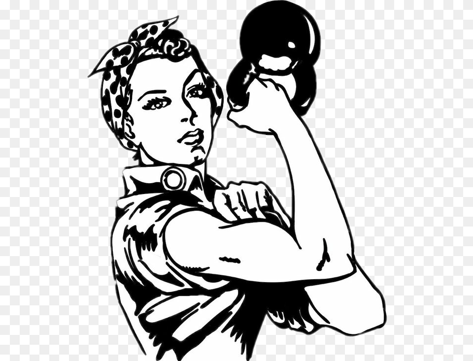 Woman Work Wecandoit Strong Strongwoman Tumblr Strong Woman Clipart Black And White, Stencil, Adult, Male, Man Free Transparent Png