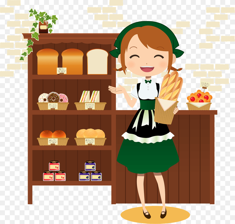 Woman Working In A Bakery Shop Clipart, Child, Female, Person, Girl Free Png Download