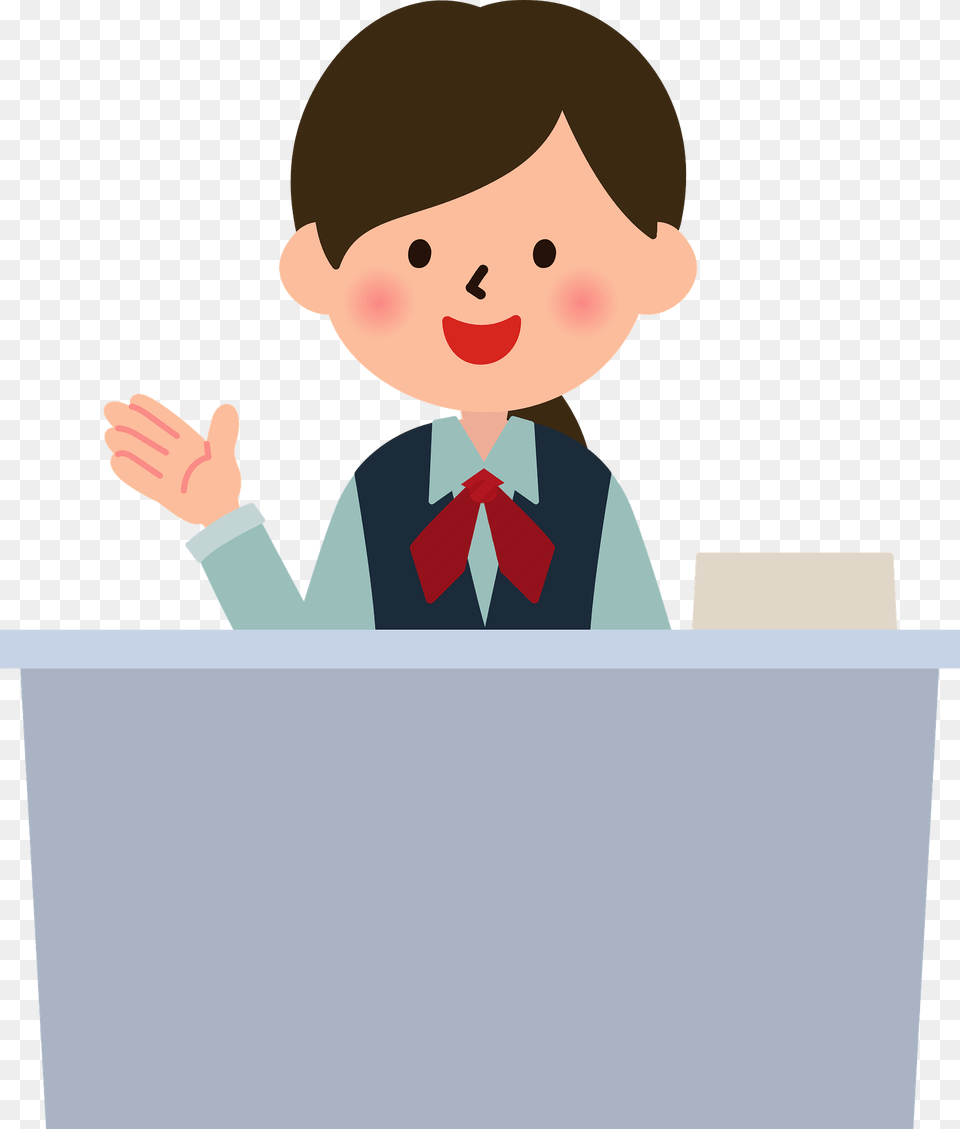 Woman Working In Reception For Business Clipart, Accessories, Formal Wear, Tie, Baby Png Image
