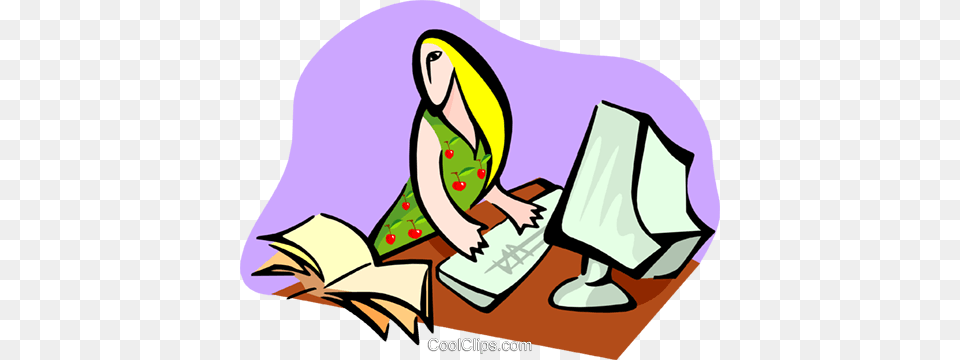 Woman Working Royalty Free Vector Clip Art Illustration, Computer Keyboard, Computer, Computer Hardware, Hardware Png Image
