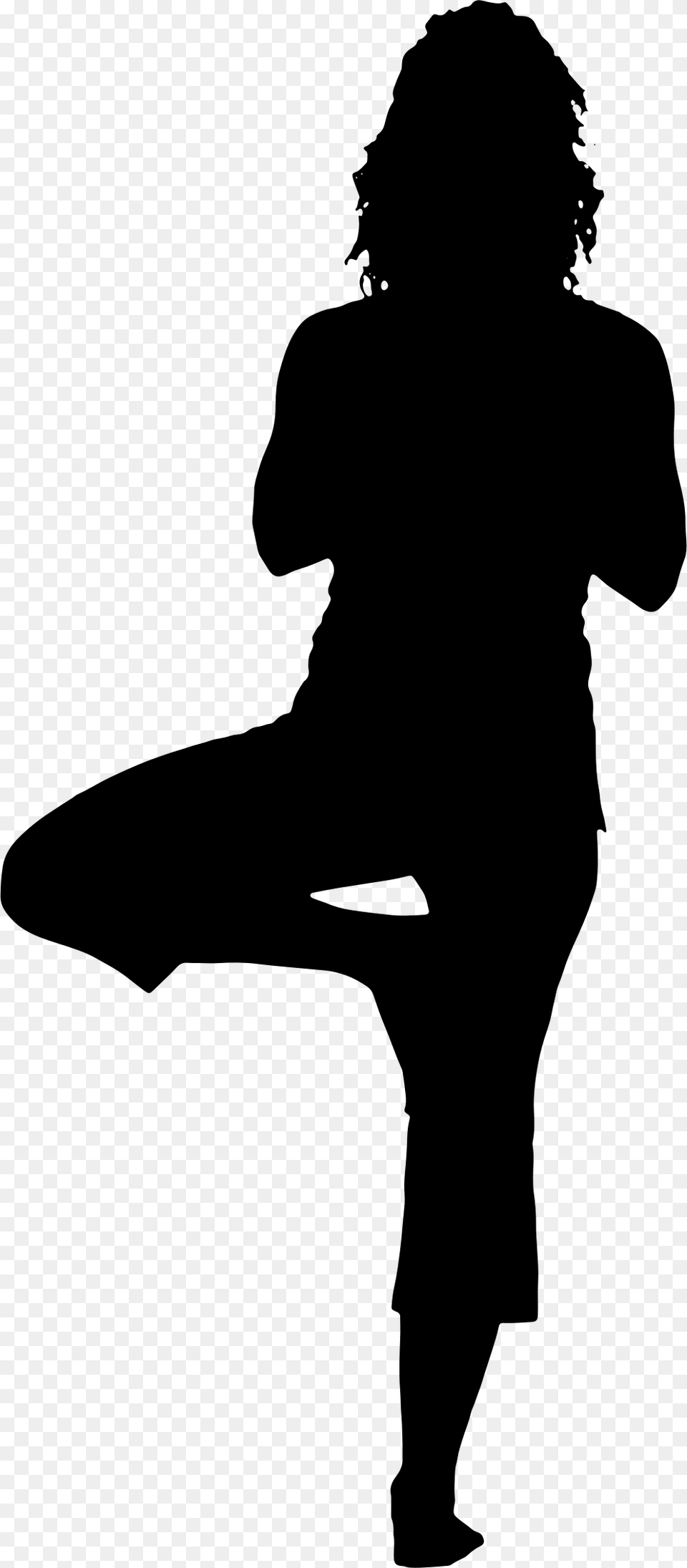 Woman Yoga Pose Silhouette Silhouette Of Tree Pose, Gray Free Transparent Png