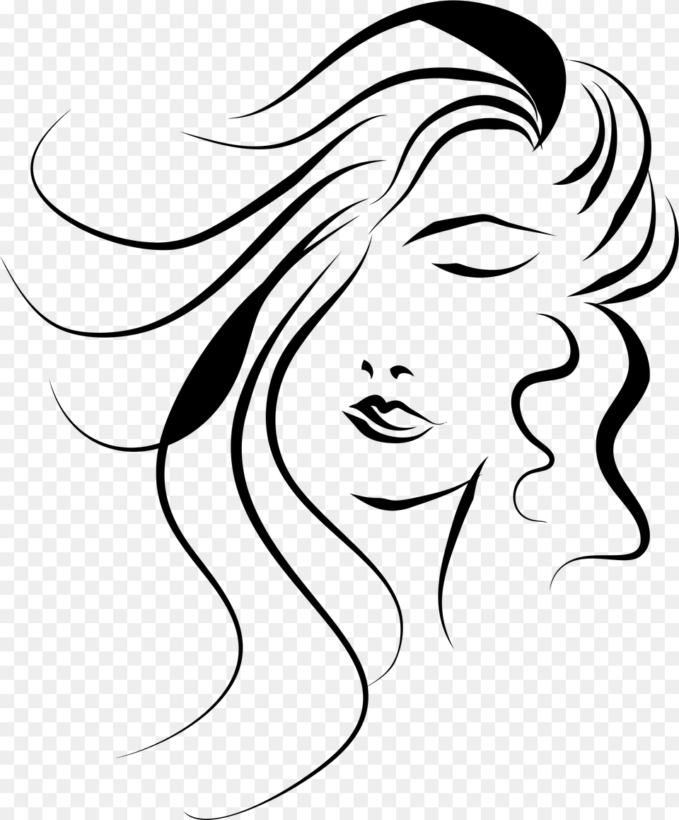 Womans Face Line Art Icons, Gray Free Transparent Png