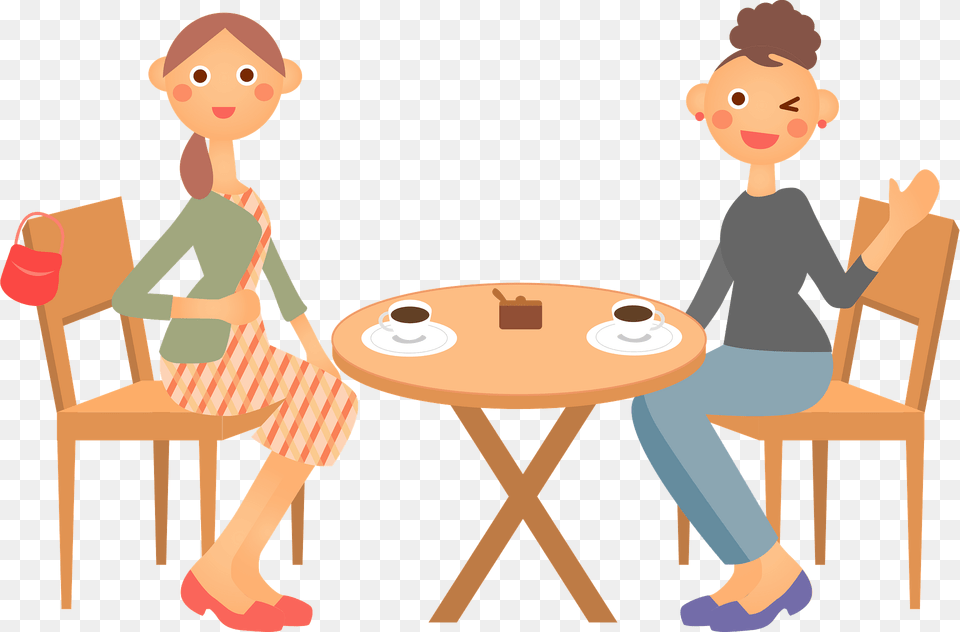 Women Are Having Coffee In A Cafe Clipart, Table, Furniture, Dining Table, Person Free Transparent Png