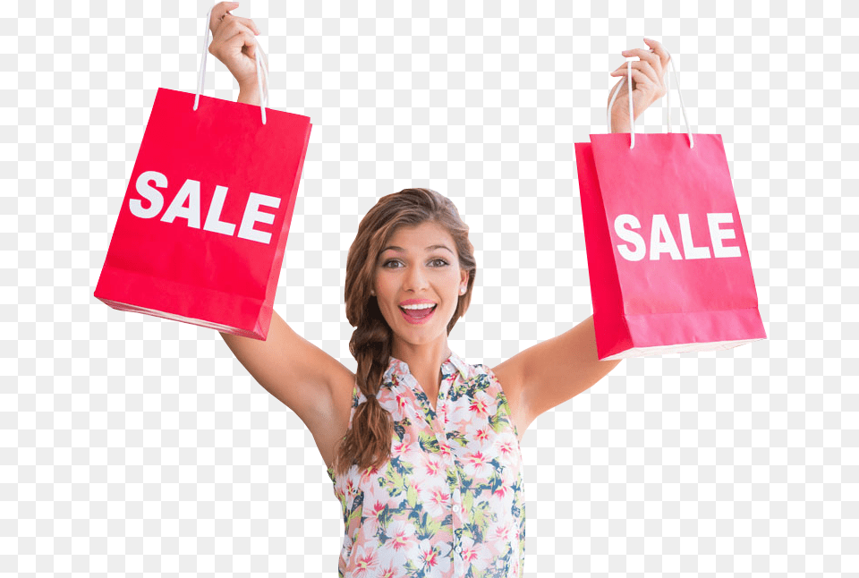 Women Bag Clipart Happy Shopper Woman With Shopping Bags, Person, Handbag, Accessories, Female Free Png
