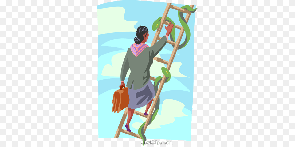Women Climbing Ladder With Snakes Royalty Vector Ladder Climbing Woman, Person, Outdoors, Art Png Image