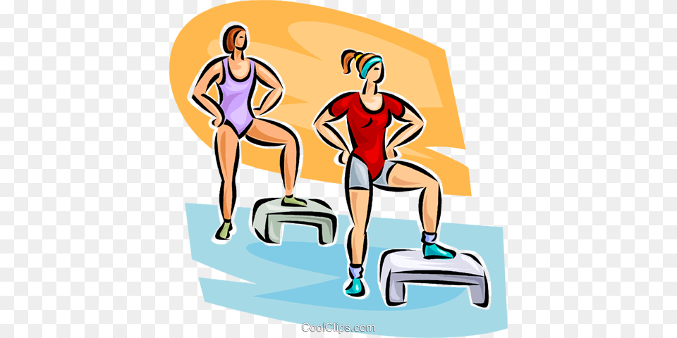 Women Doing Aerobics Royalty Vector Clip Art Illustration, Adult, Female, Person, Woman Png