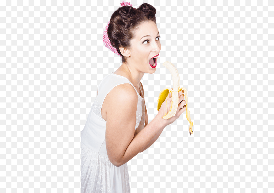 Women Eating Banana Photography, Fruit, Produce, Plant, Food Png Image