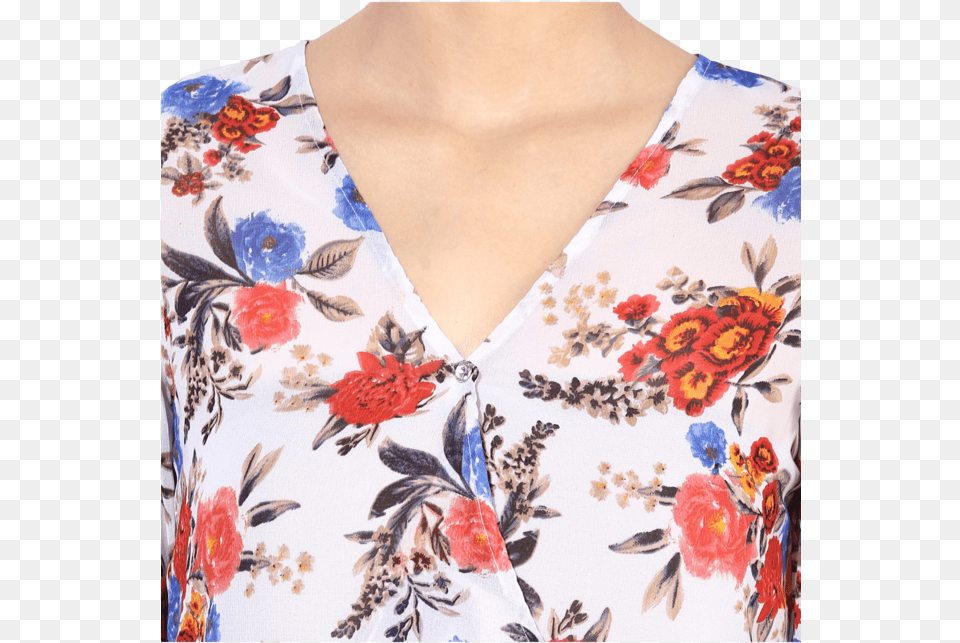 Women Floral Print Wrap Front Top Blouse, Clothing, Pattern, Dress, Adult Png Image