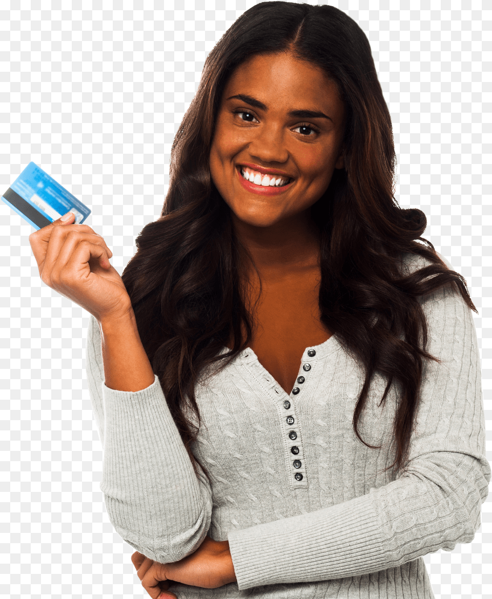 Women Holding Credit Card Free Png