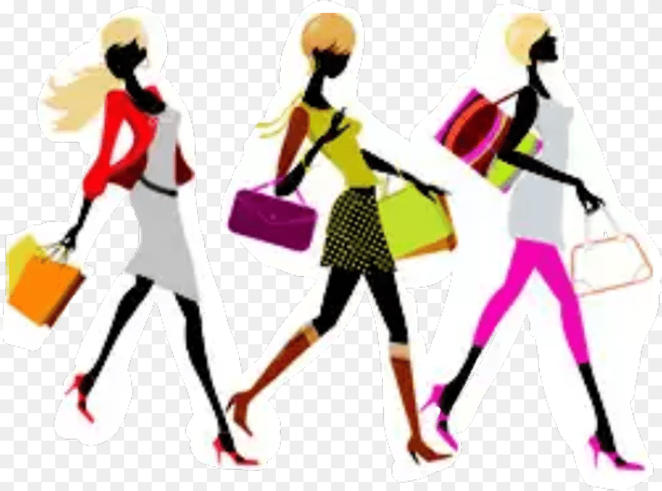 Women Lady Shopping Fashion Friends Woman Shopping Art, Walking, Person, Accessories, Handbag Free Png