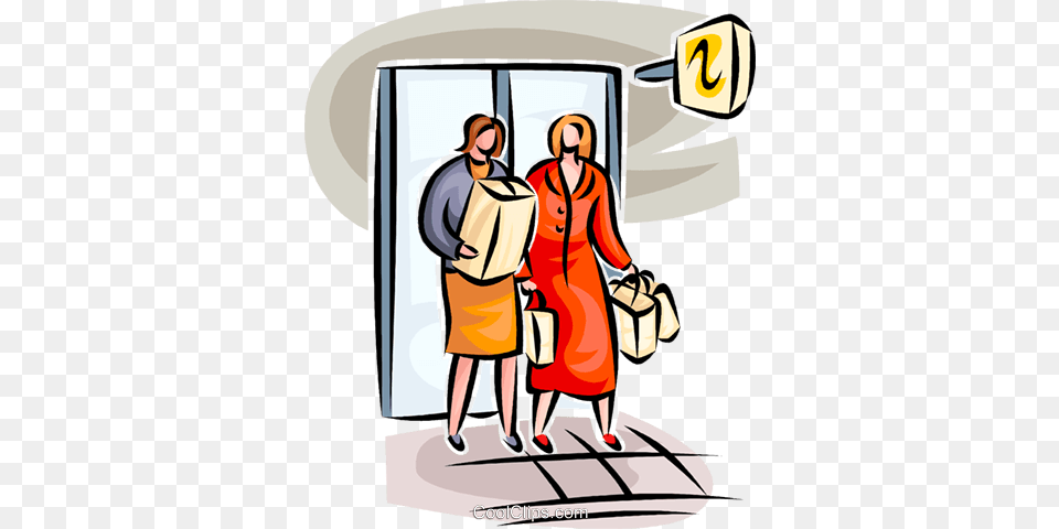 Women Leaving The Store Royalty Vector Clip Art Illustration, Clothing, Coat, Adult, Person Free Transparent Png