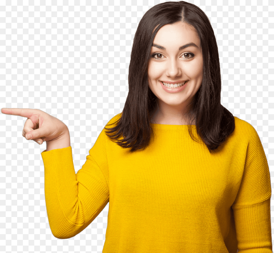 Women Pointing Finger, Long Sleeve, Clothing, Smile, Face Free Transparent Png