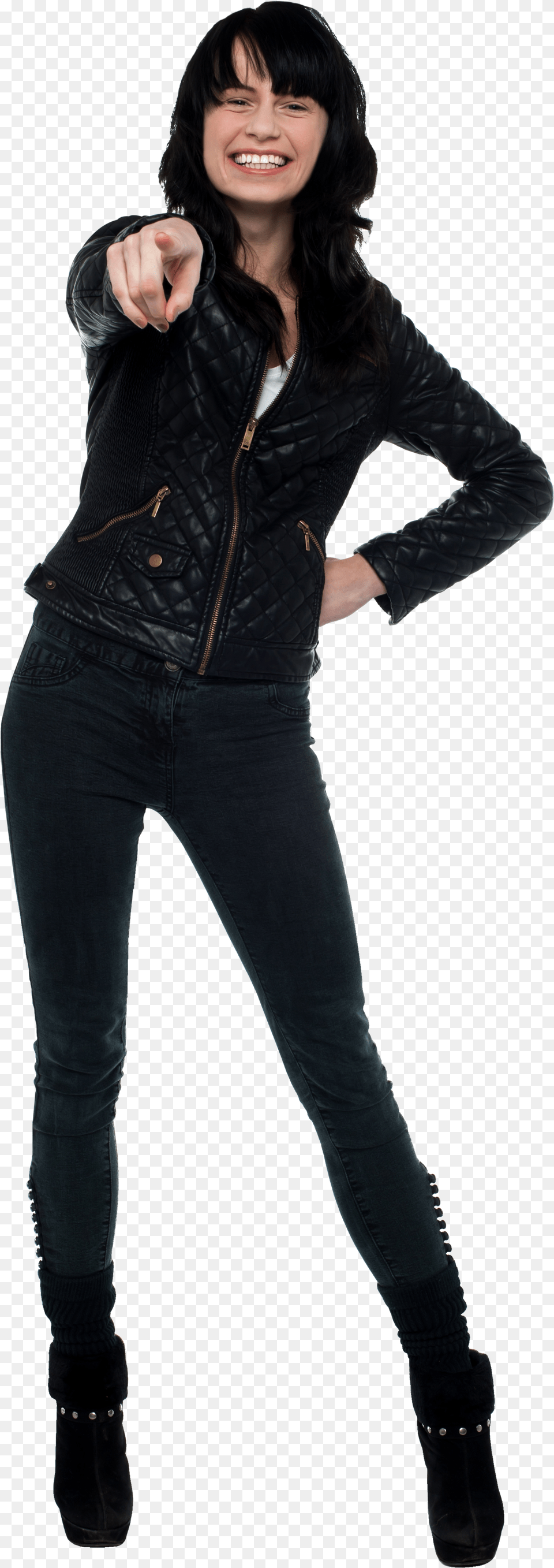 Women Pointing Front Stock Photography, Sleeve, Clothing, Coat, Pants Free Transparent Png