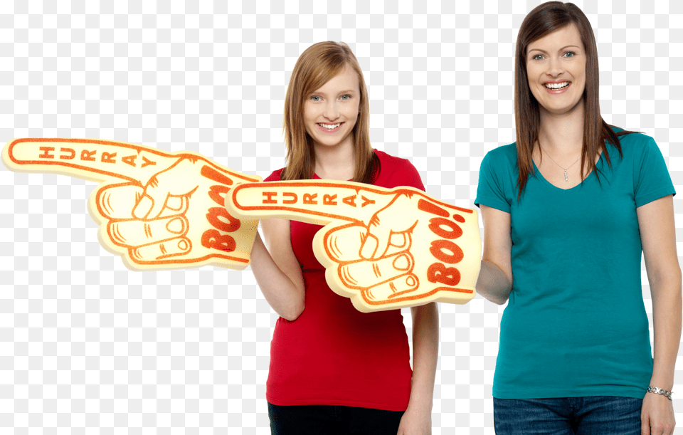 Women Pointing Left Image Big Hand Foam, Clothing, T-shirt, Adult, Teen Free Transparent Png