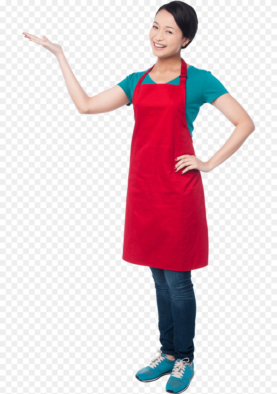 Women Pointing Left Woman In Apron, Teen, Person, Female, Girl Free Png Download