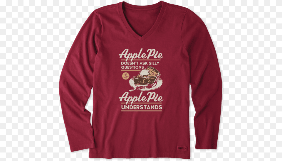 Women S Apple Pie Understands Long Sleeve Crusher Vee Sweatshirt, Clothing, Knitwear, Long Sleeve, Sweater Png