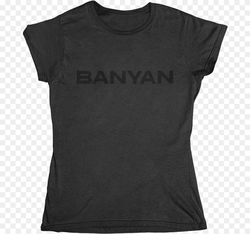 Women S Banyan Black On Black T Shirt Active Shirt, Clothing, T-shirt, Person Png Image