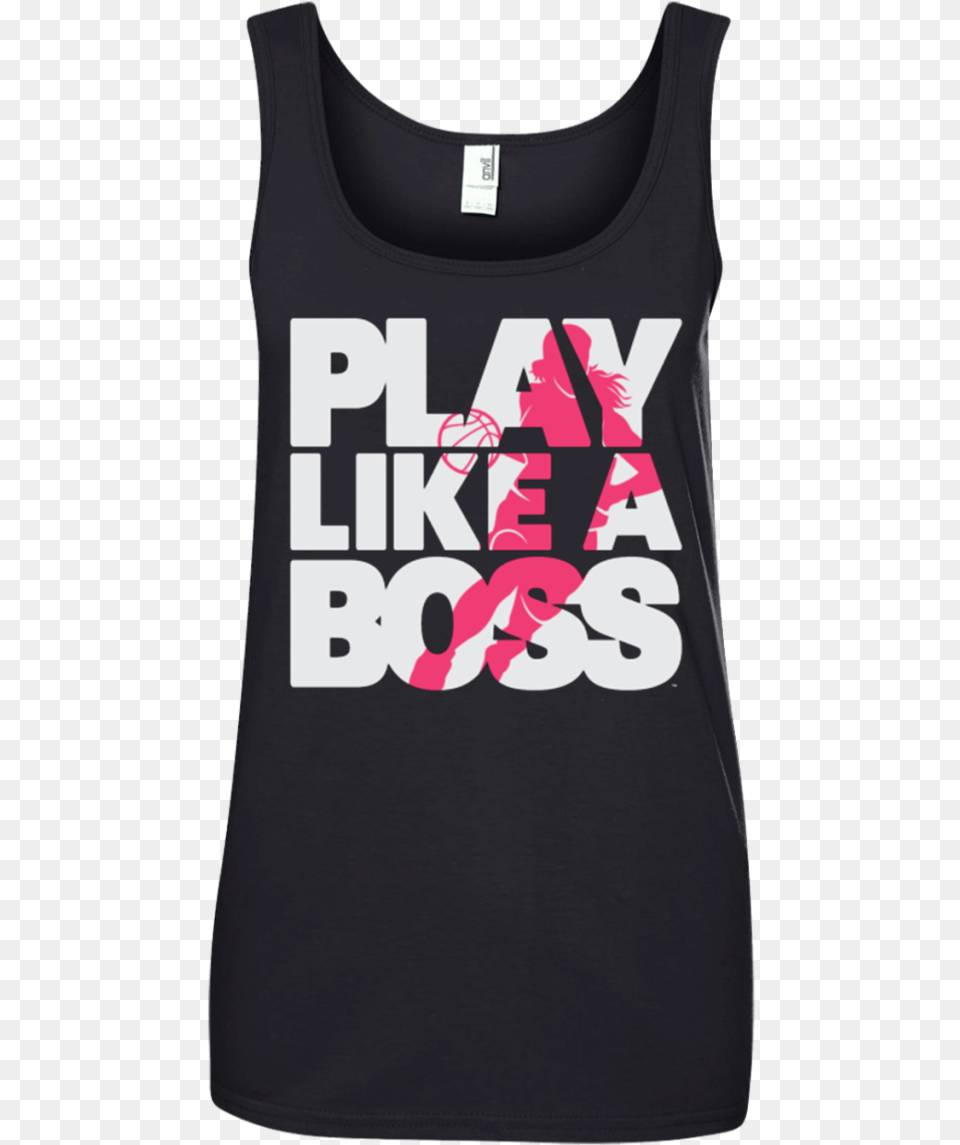 Women S Basketball Play Like A Boss Tank Active Tank, Clothing, Tank Top, Person Free Transparent Png