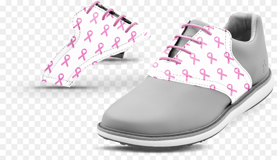 Women S Breast Cancer Saddles On Grey Golf Shoe From Walking Shoe, Clothing, Footwear, Sneaker Png