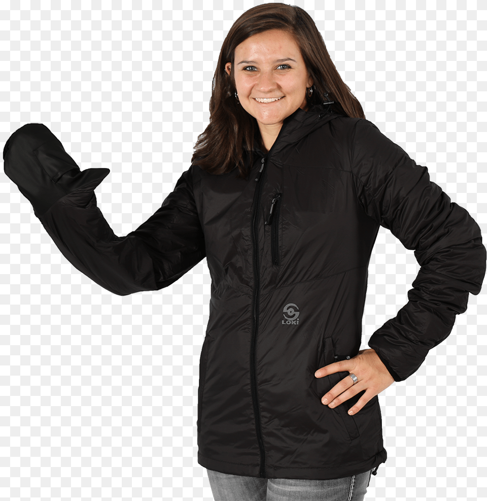 Women S Canyon Puffy Jacket Coat With Gloves Attached, Clothing, Pants, Jeans, Head Free Png Download
