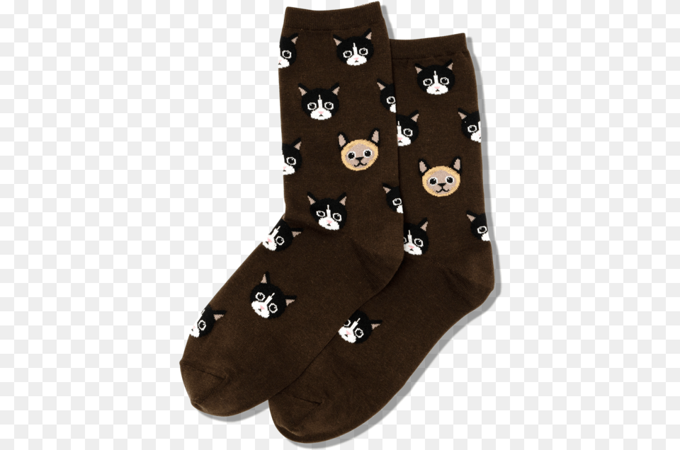 Women S Cat Faces Crew Socksclass Slick Lazy Image Sock, Clothing, Hosiery, Animal, Mammal Free Png Download