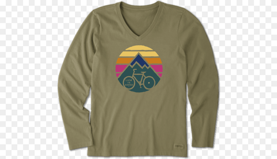 Women S Clean Mountain Bike Long Sleeve Crusher Vee Triangle, Clothing, Long Sleeve, Sweater, Knitwear Free Png