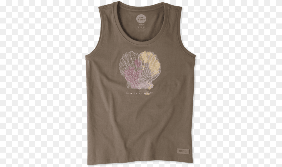 Women S Engraved Nature Shell Heart Sleeveless Crusher Active Tank, Clothing, Tank Top, Undershirt, T-shirt Free Png