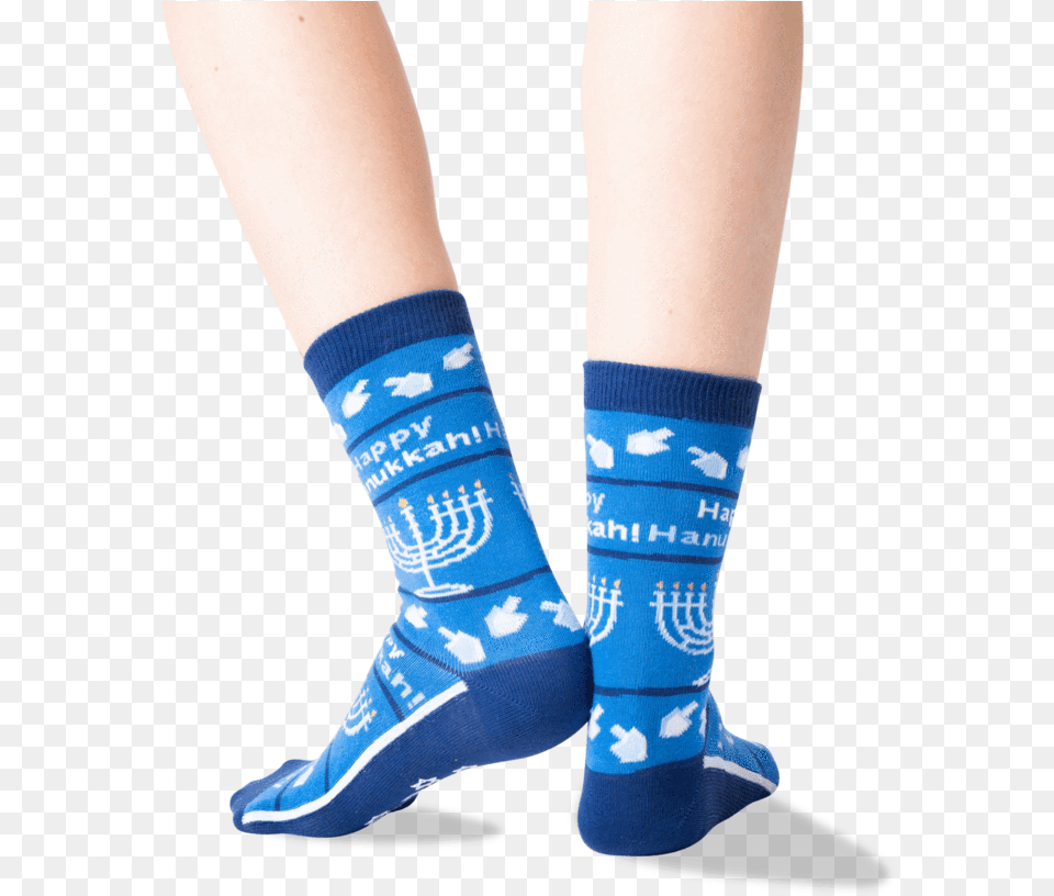 Women S Happy Hanukkah Non Skid Crew Socks In Blue Sock, Clothing, Hosiery Free Png Download