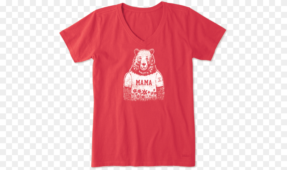 Women S Mama Bear Crusher Vee Life Is Good, Clothing, T-shirt, Shirt, Animal Png Image