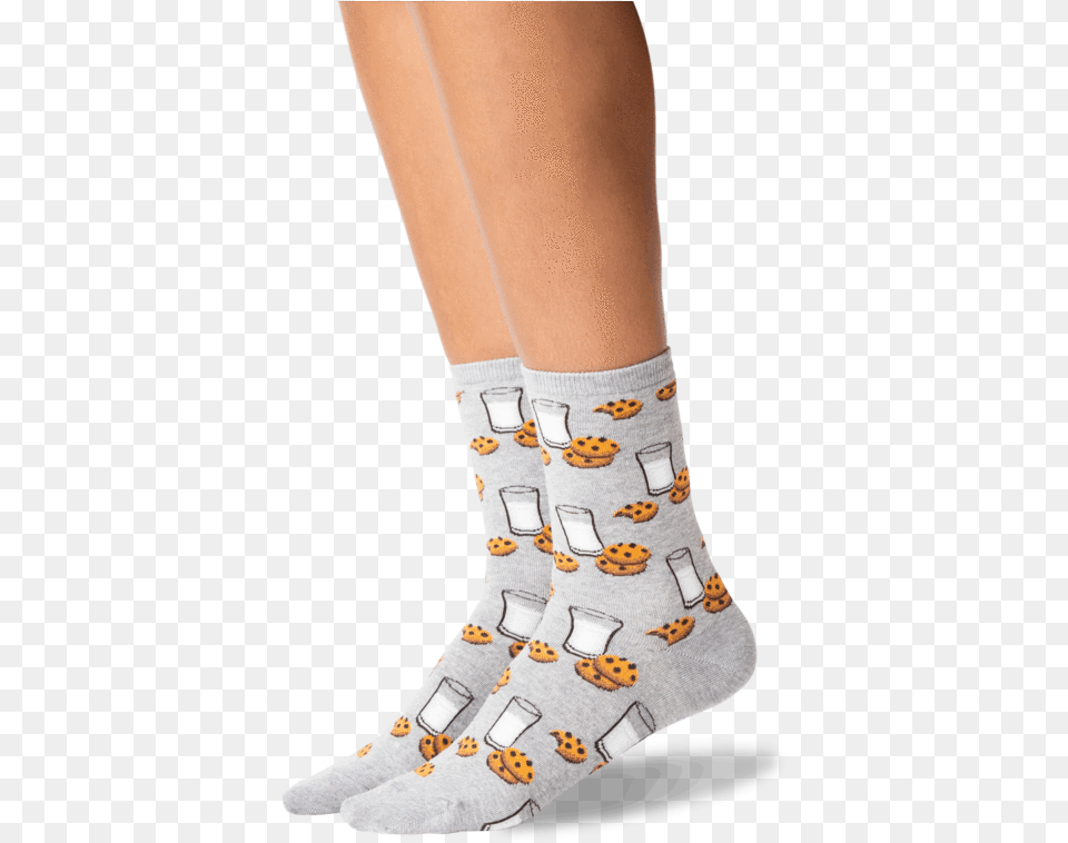 Women S Milk And Cookies Socks In Sweatshirt Gray Front Sock, Ankle, Body Part, Person, Clothing Png Image