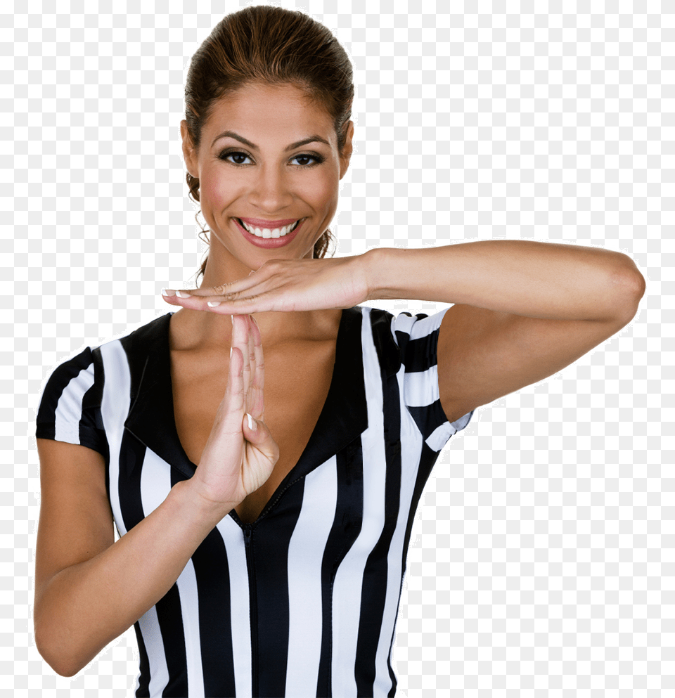 Women S Official Striped Refereeumpire Jersey, Body Part, Finger, Hand, Person Free Png