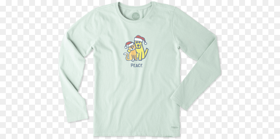 Women S Peace Cat Dog Long Sleeve Crusher Tee Long Sleeved T Shirt, Clothing, Long Sleeve, T-shirt Png Image