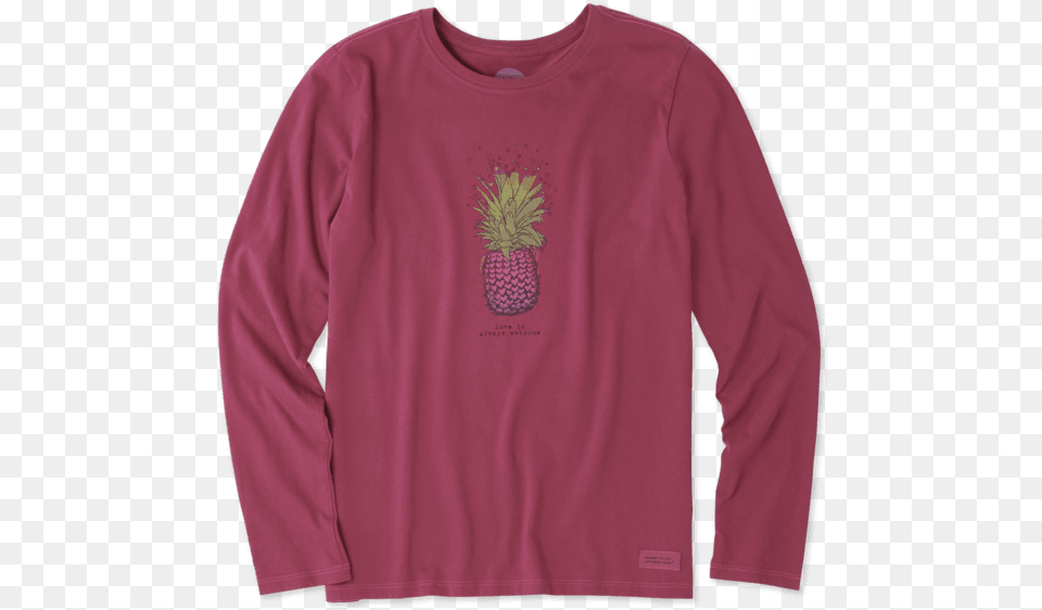Women S Pineapple Love Long Sleeve Crusher Tee Long Sleeved T Shirt, Clothing, Long Sleeve, Produce, Plant Free Transparent Png