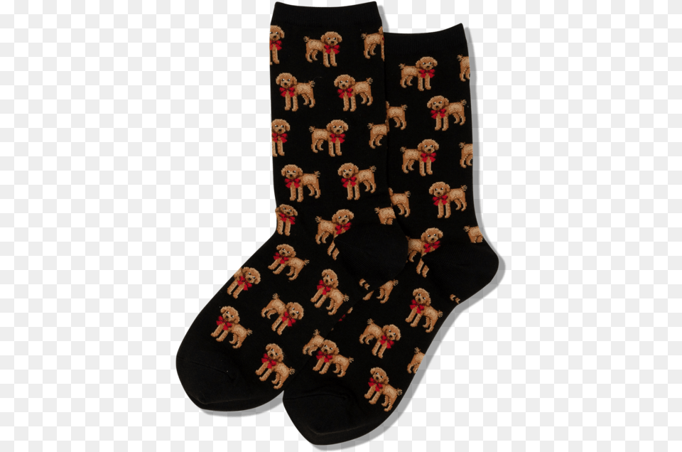 Women S Poodle And Bow Socksclass Slick Lazy Image Sock, Clothing, Hosiery, Teddy Bear, Toy Png