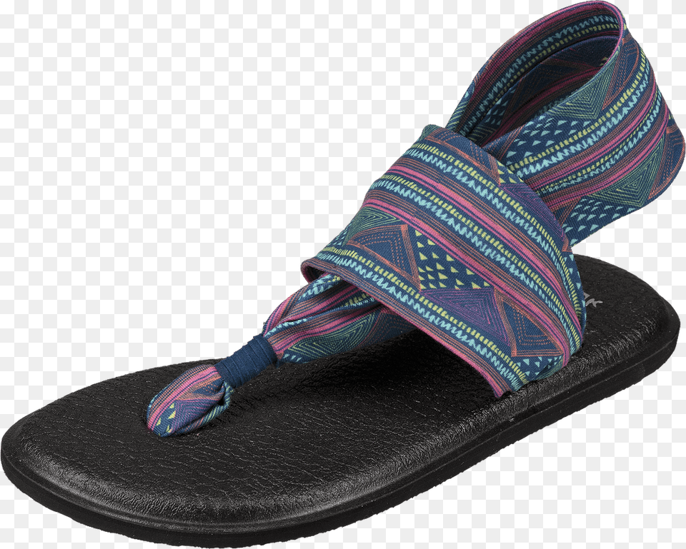 Women S Sanuk Flip Flop Yoga Sling Navy Geometric Flip Flops, Clothing, Footwear, Sandal, Shoe Png Image