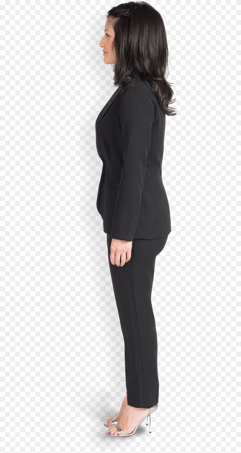 Women S Shawl Lapel Black Tuxedo Women39s Side View, Long Sleeve, High Heel, Formal Wear, Footwear Free Png