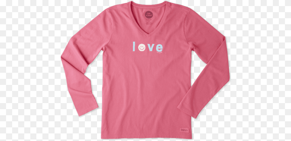 Women S Smiley Love Long Sleeve Crusher Vee Life Is Good Life Is Golden T Shirt, Clothing, Long Sleeve Free Transparent Png