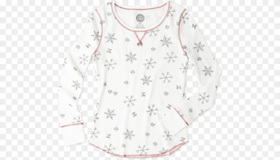 Women S Snowflake Pattern Thermal Sleep Set Waffle Pattern Thermal Shirt Women, Clothing, Long Sleeve, Sleeve, Blouse Free Transparent Png