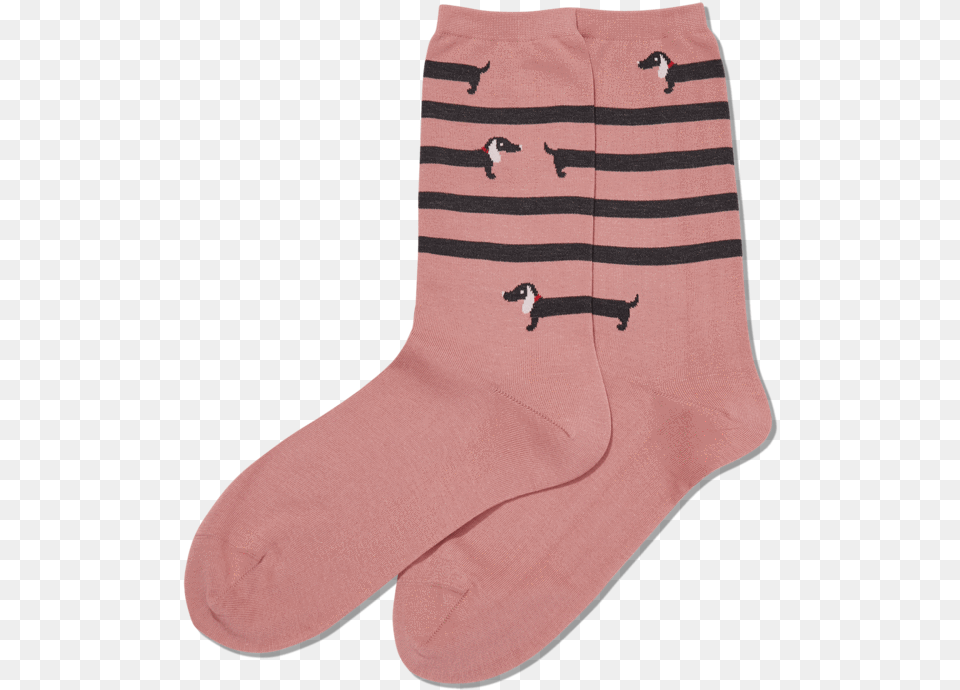 Women S Striped Dachshund Crew Socksclass Slick Dachshund Owner Socks, Clothing, Hosiery, Sock, Person Png Image