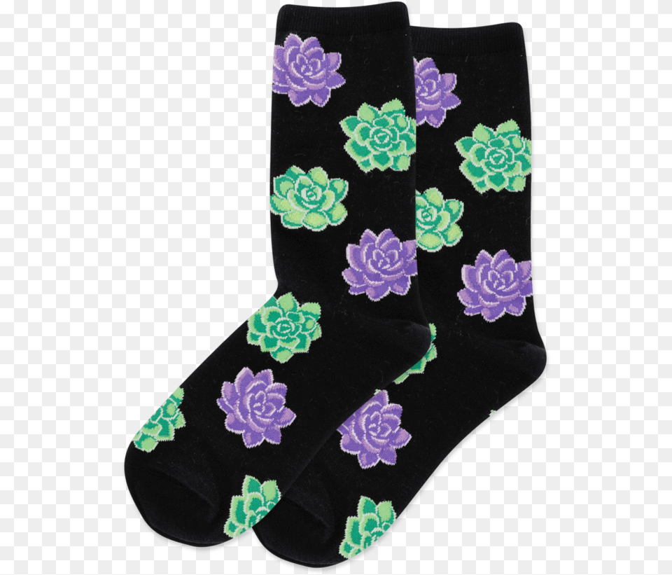 Women S Succulent Crew Socksclass Slick Lazy Image Sock, Clothing, Hosiery, Pattern Free Transparent Png