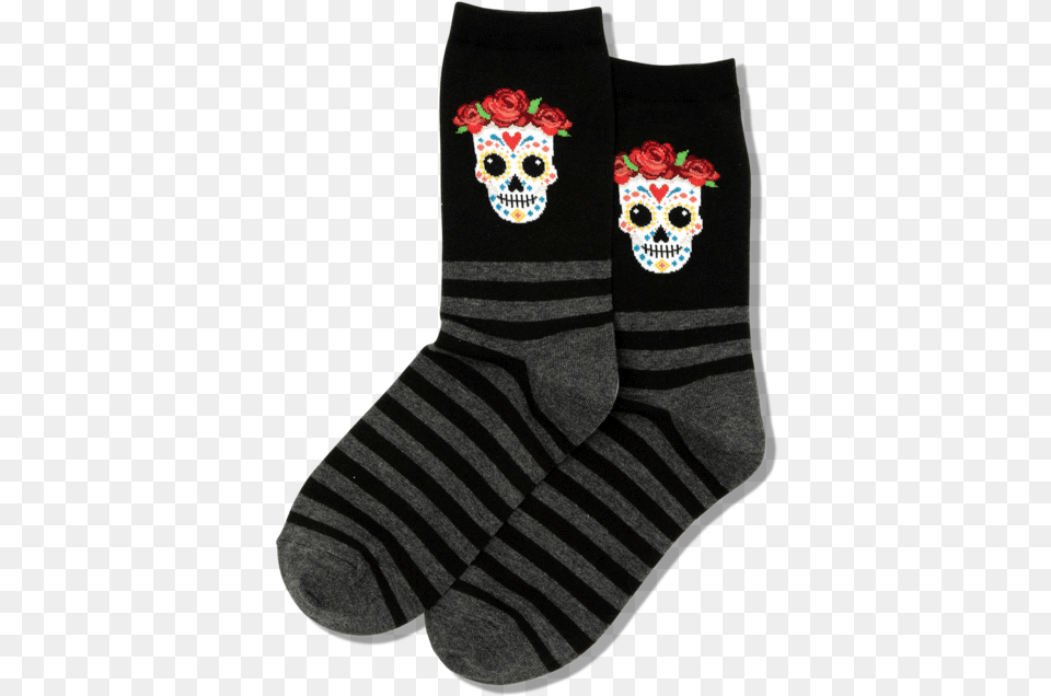 Women S Sugar Skull Crew Socksclass Slick Lazy Sock, Clothing, Hosiery, Baby, Person Png Image