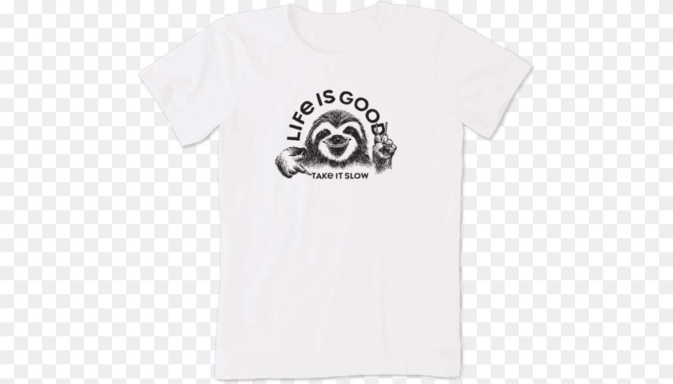 Women S Take It Slow Sloth Crusher Tee T Shirt, Clothing, T-shirt, Animal, Mammal Free Transparent Png