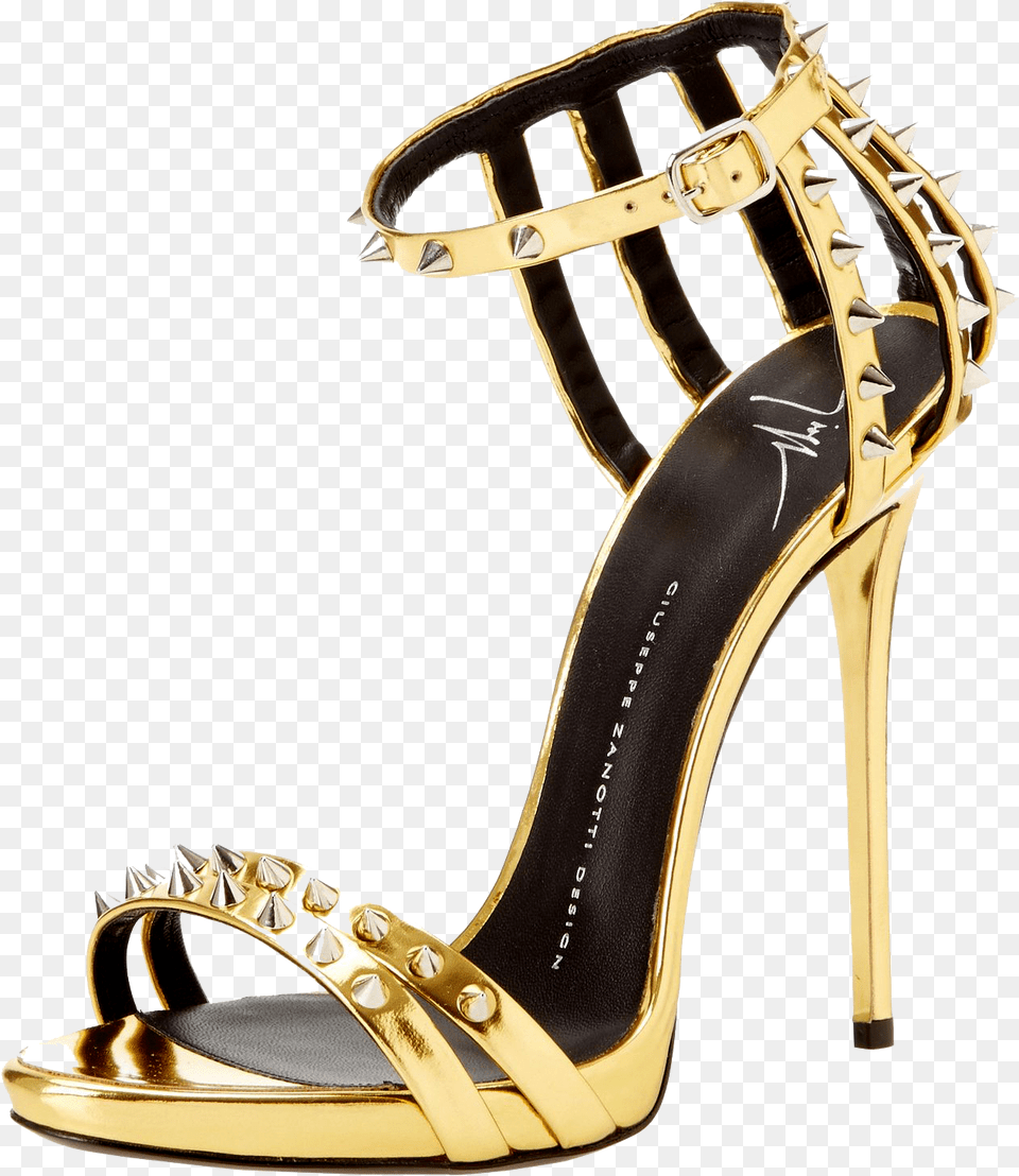 Women Shoes Images Giuseppe Zanotti Gold Spiked Heels, Clothing, Footwear, High Heel, Sandal Png Image