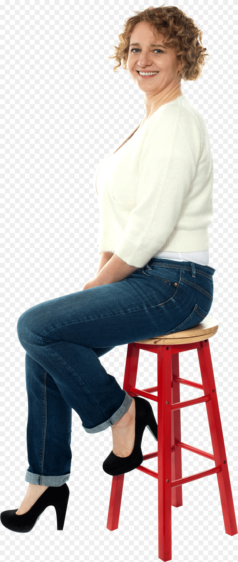 Women Sitting On Stool Free Png